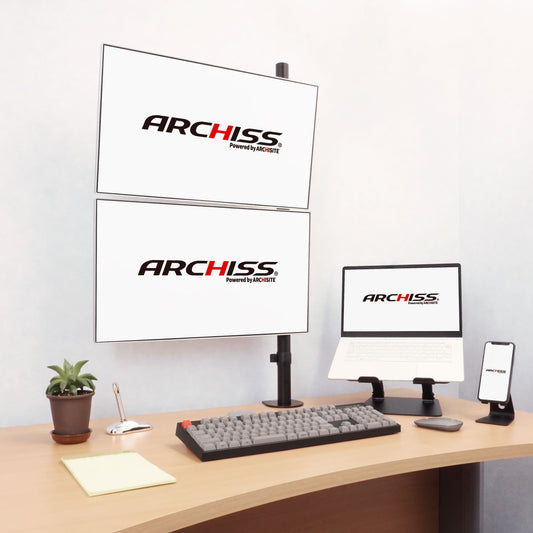 水平 ロングポール デュアル液晶モニターアーム