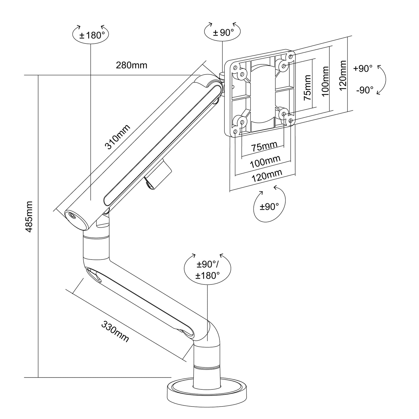 メカニカルスプリング式 液晶モニターアーム