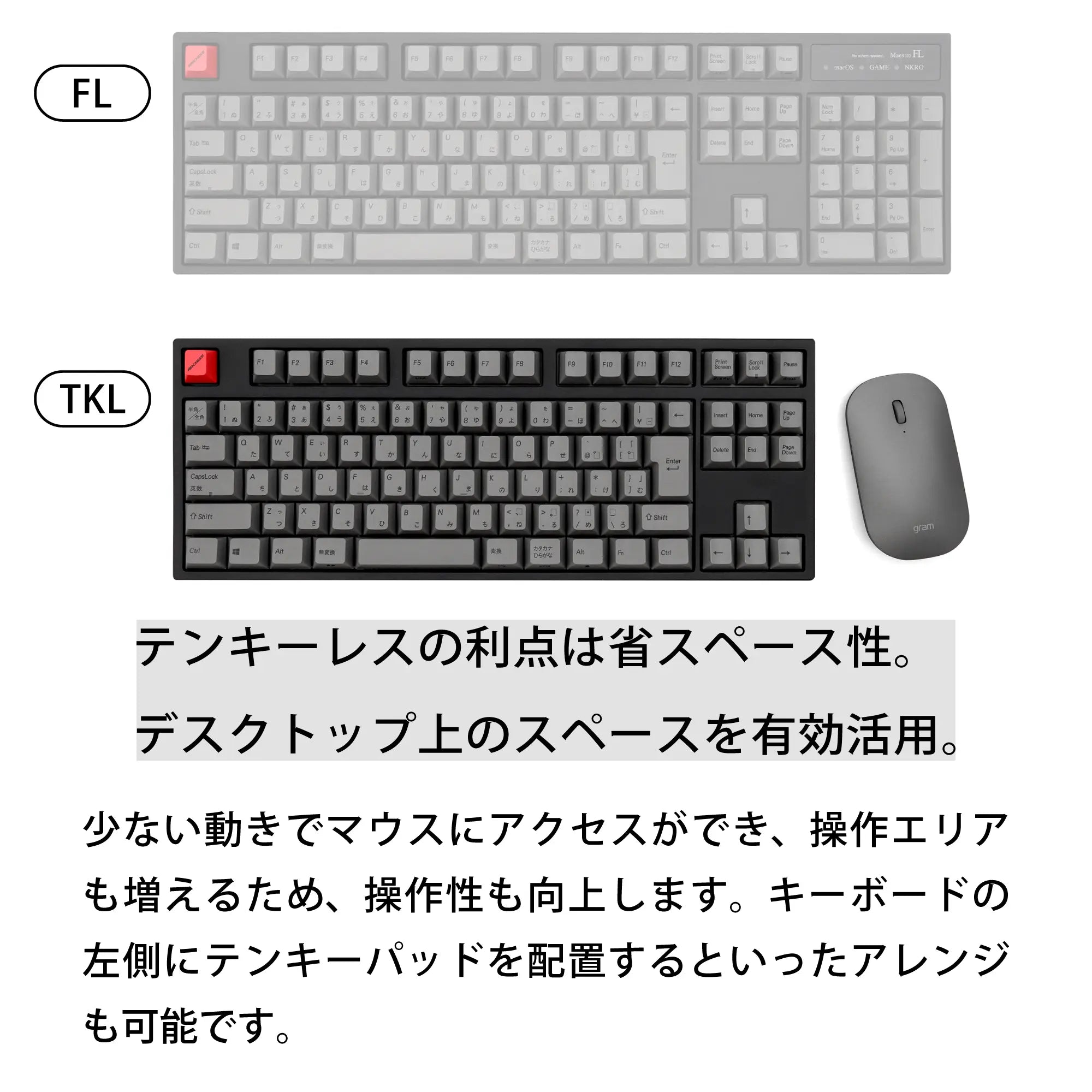 ARCHISS Maestro TKL メカニカルキーボード ワイヤーキープラー付モデル (英語US配列 キー数:87, 赤軸)