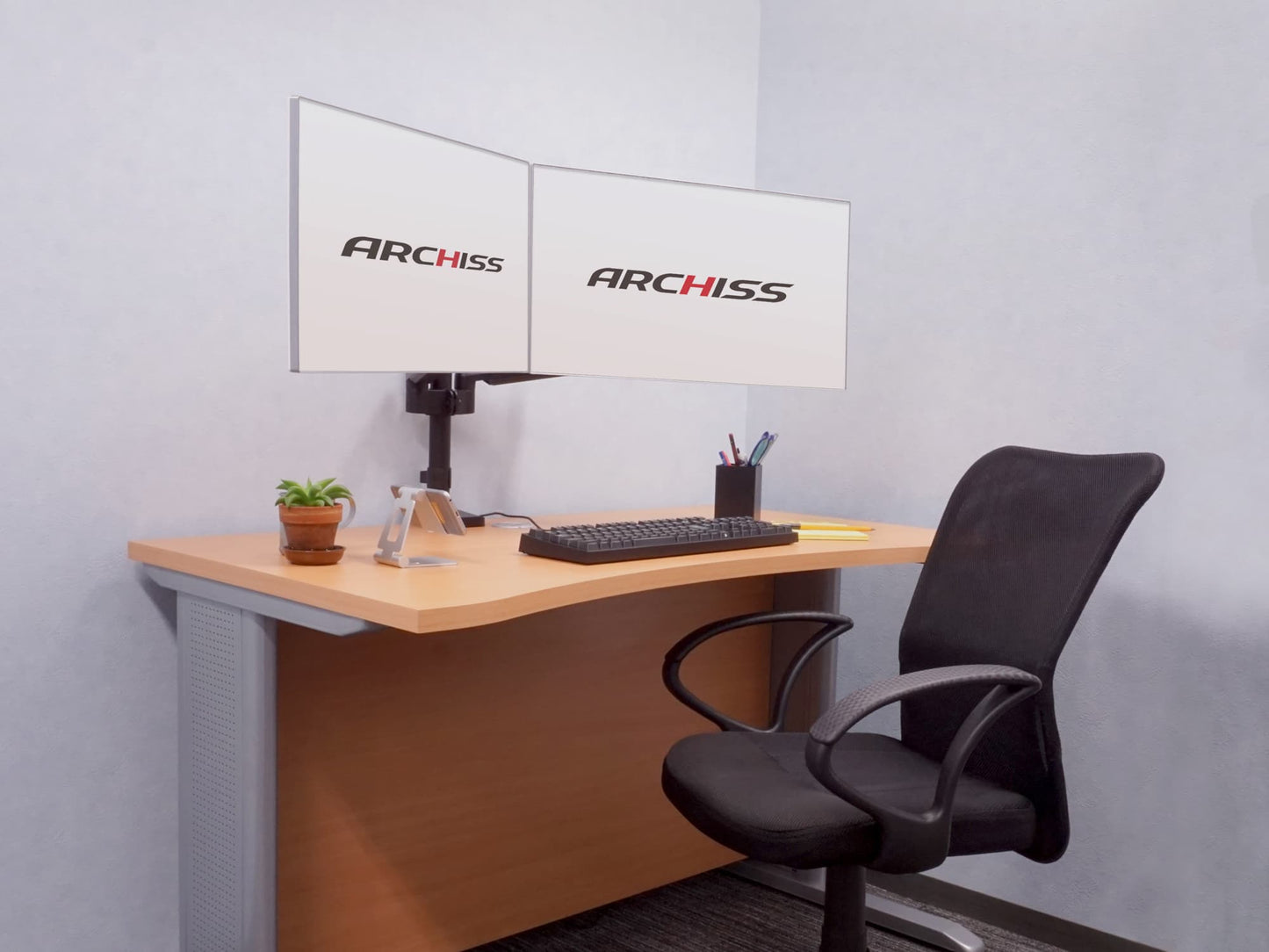 ガススプリング式 ４軸 デュアル液晶モニターアーム